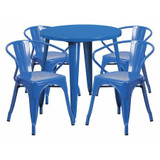 Flash Furniture Blue Metal Set,30RD CH-51090TH-4-18ARM-BL-GG