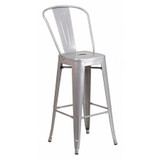 Flash Furniture Slv Metal Outdoor Stool,30" CH-31320-30GB-SIL-GG