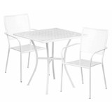 Flash Furniture White Patio Table Set,28SQ CO-28SQ-02CHR2-WH-GG
