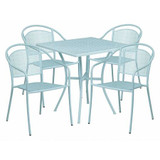 Flash Furniture Sky Blue Patio Table Set,28SQ CO-28SQ-03CHR4-SKY-GG