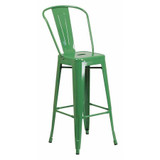 Flash Furniture Green Metal Outdoor Stool,30" CH-31320-30GB-GN-GG
