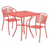 Flash Furniture Red Patio Table Set,28SQ CO-28SQ-03CHR2-RED-GG