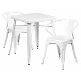 Flash Furniture White Metal Table Set,23.75SQ CH-31330-2-70-WH-GG