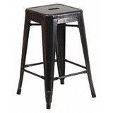 Flash Furniture Antiq Backless Metal Stool,24" CH-31320-24-BQ-GG