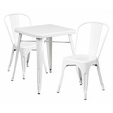 Flash Furniture White Metal Table Set,23.75SQ CH-31330-2-30-WH-GG