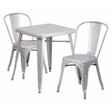Flash Furniture Silver Metal Table Set,23.75SQ CH-31330-2-30-SIL-GG