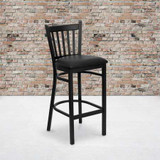 Flash Furniture Black Vert Stool-Black Seat,PK2 2-XU-DG-6R6B-VRT-BAR-BLKV-GG