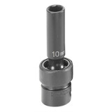 Grey Pneumatic Socket,10mm,3/8"D,Impact,6pt.,D,Blk 1010UMD