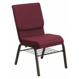 Fabric Church Chair w/Book Pouch,Brgundy