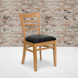 Flash Furniture Natural Wood Chair-Blk Vinyl,PK2 2-XU-DGW0005LAD-NAT-BLKV-GG