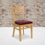 Flash Furniture Natural Wood Chair-Burg Vinyl,PK2 2-XU-DGW0005LAD-NAT-BURV-GG