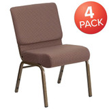 Flash Furniture Brown Dot Fabric Church Chair,PK4 4-FD-CH0221-4-GV-BNDOT-GG