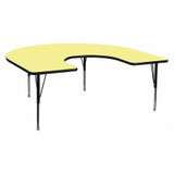 Flash Furniture Activity Table,Horeshoe Shp,Yel,60"x66" XU-A6066-HRSE-YEL-T-P-GG