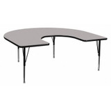 Flash Furniture Activity Table,Horeshoe Shp,Gry,60"x66" XU-A6066-HRSE-GY-T-P-GG