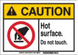 Brady Caution Sign,7"Hx10"W,Hot Surface 145746