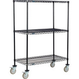 Nexel 3 Shelf Truck Black Epoxy 72""W x 24""D x 60""H Polyurethane Swivel Caster