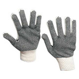 Partners Brand Knit Gloves,PVC, Black Dot,M,PK12 GLV1011M