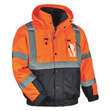 Glowear by Ergodyne Hi Vis Bomber Jacket,3-in-1,Orange,M 8381