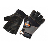 Proflex by Ergodyne Impact Gloves,Hlf-Fngr,Leather,Blk,XL,PR 901