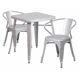 Flash Furniture Silver Metal Table Set,23.75SQ CH-31330-2-70-SIL-GG