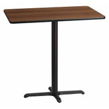Flash Furniture Walnut Table,Rectangle w/X-Base,30"x42" XU-WALTB-3042-T2230B-GG