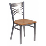 Flash Furniture Restaurant Chair,Metal X Back,Nturl Wood XU-6FOB-CLR-NATW-GG