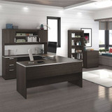 Bestar U-Shaped Desk,Lat. File/Bkcs,Drk Choc 52850-79