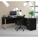 Bestar L-Desk,Metal Leg,Deep Grey/Black 110891-32