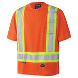 Pioneer Safety Shirt,Hi-Vis,Orange,Polyester,L V1051150U-L