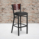 Flash Furniture Black Cutout Stool-Black Seat,PK2 2-XU-DG-60118-MAH-BAR-BLKV-GG