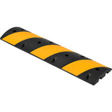 Global Industrial Portable Rubber Speed Bump 48""L Black W/ Yellow Stripes