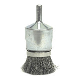 Banded Crimped Wire End Brush, Stainless Steel, 1 in x 0.006 in, 10,000 rpm