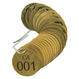 Brady Numbered Tag,Brass,1 1/2in W,PK25 87460