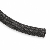 Techflex Braided Sleeving,2.000 In.,25 ft.,Black NHN2.00BK25