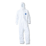 Tyvek 400 Coverall, Serged Seam, Attached Hood, Elastic Waist, Elastic Wrist and Ankle, Front Zipper, Storm Flp, Wht, Lg, VP