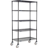 Nexel 5 Shelf Truck Black Epoxy 48""W x 21""D x 60""H Polyurethane Swivel Caster