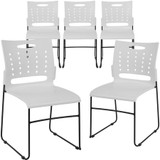 Flash Furniture White Plastic Stack Chair,PK5 5-RUT-2-WH-GG