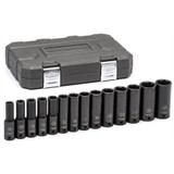 Kd Tools Socket Set,Mtric,Deep,6Pt,1/2"Dr,14 pcs. 84955N