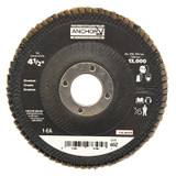 Abrasive High Density Flap Disc, 4-1/2 in Dia, 40 Grit, 7/8 in Arbor, 12,000 rpm