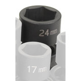 Grey Pneumatic Socket,24mm,1/2"D,Impact,Universal,6pt. 2024UM