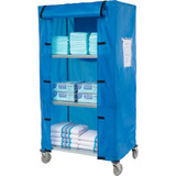 Nexel Galvanized Steel Linen Cart with Nylon Cover 4 Shelves 36""L x 18""W x 80"