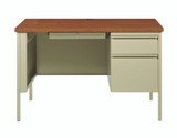 Alera® Single Pedestal Steel Desk, 45" x 24" x 29.5", Cherry/Putty 22199