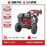 Simpson Clean Machine 3300 psi 2.4 GPM Cold Water Gas Pressure Washer