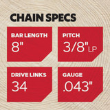 AdvanceCut 8" Repl Saw Chain R34 722285