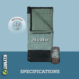 Klymit Wild Aspen 20 Deg F Rectangle Sleeping Bag 13WRGR20D 747002