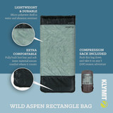 Klymit Wild Aspen 20 Deg F Rectangle Sleeping Bag 13WRGR20D 747002