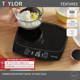 Taylor 11 Lb. Capacity Waterproof Digital Kitchen Scale