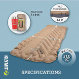 Klymit Insulated Static V Luxe SL Recon Sleeping Pad 06ISCY02D 719217