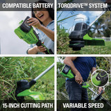 Greenworks 2x24v 15" String Trimmer 2121202 723958