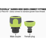 Flexzilla Standard Garden Hose Quick-Connect Coupler & Plug Kit, ZillaGreen (2-Piece)
